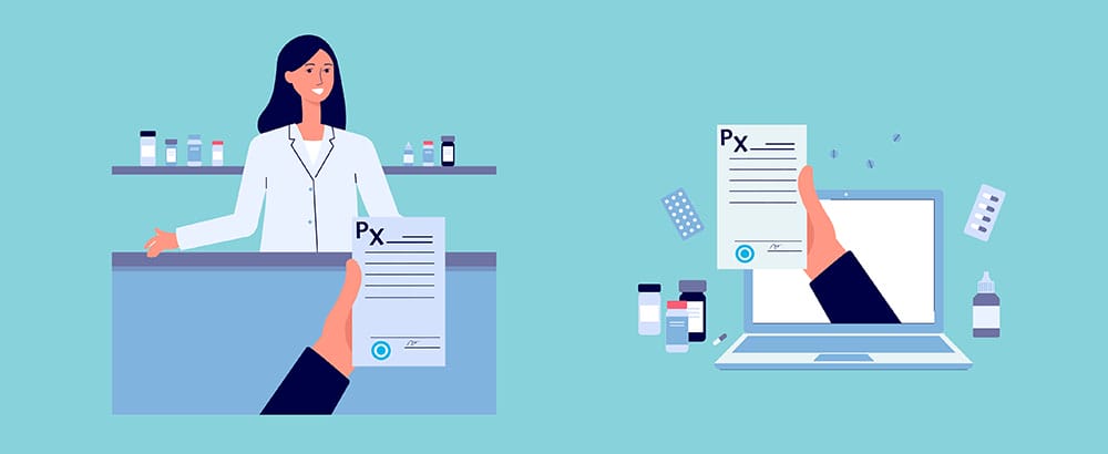 illustration of a doctor and pill bottles