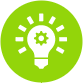 lightbulb with cog in centre illuminating icon