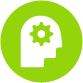 head with cog as brain logo